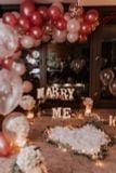 Bộ bong bóng trang trí cầu hôn màu hồng trắng hpni29