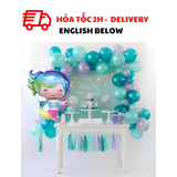 Bộ Bong Bóng Trang Trí Sinh Nhật Chủ Đề Tiên Cá Chibi - Chibi Mermaid Birthday Balloons Set TCL42