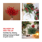 Combo Lá, Cành Cherry, Thông Khô Trang Trí Giáng Sinh - Combo Leaves, Cherry Branches, Pine Cones For Christmas Decorations BBNE85
