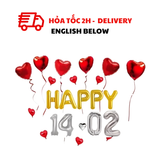 Bộ Bóng Happy 14/2 Trang Trí Valentine - Happy 14/2 Balloons for Valentine's Day Decorations VLT13