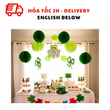 Combo 9 Đèn Lồng Màu Xanh Lá Nhiều Kích Cỡ Trang Trí Lễ Hội Patrick Day - 9 Green Lanterns Multiple Sizes For Patrick's Day Decorations PTD30