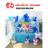 Bộ Bóng Trang Trí Sinh Nhật Cho Bé Chủ Đề Baby Shark - Baby Shark Birthday Balloons Set TCL41