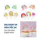 Tem Cắm Bánh Cầu Vồng Cho Tiệc Sinh Nhật Nhiều Mẫu - Rainbow Cupcake Topper For Birthday Party Multiple Options UPKP58