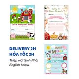 Thiệp Mời Sinh Nhật Chủ Đề Động Vật Nông Trại Nhiều Mẫu - Farm Animal Birthday Invitation Card Multiple Options KAB65