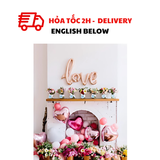Bộ Bong Bóng Chữ Love Trang Trí Valentine Màu Hồng -  Pink Love Foil Balloons Kit For Valentines Day Decorations VLT02