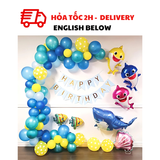 Bộ Bóng Baby Shark Và Dây Cờ Trang Trí Sinh Nhật Cho Bé - Baby Shark Balloons And Bunting For Birthday Decoration TCL43