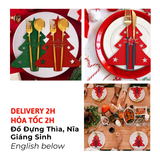 Đồ Đựng Thìa Nĩa Vải Nỉ Hình Cây Thông Giáng Sinh - Christmas Tree Cutlery Holders BBNE89