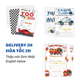 Thiệp Mời Sinh Nhật Chủ Đề Xe Đua Cho Bé Nhiều Mẫu Tiếng Việt PHG68