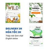 Thiệp Mời Sinh Nhật Chủ Đề Động Vật, Rừng Xanh Cho Bé Nhiều Mẫu Tiếng Việt KAB60