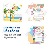 Thiệp Mời Sinh Nhật Tiệc Bể Bơi, Tiệc Bãi Biển Nhiều Mẫu - Pool And Beach Party Birthday Invitation Card Multiple Options TCD34