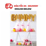 Bộ Bóng Chữ Bunny Vàng Và Bóng Cao Su Pastel Nhiều Màu Trang Trí Lễ Phục Sinh - Gold Bunny Letter Foil Balloon, Pastel Latex Balloons Set For Easter Decorations LPS03