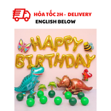 Bộ Bóng Happy Birthday, Bóng Hình Khủng Long Nhiều Màu Trang Trí Sinh Nhật Cho Bé - Dinosaur Birthday Decorations Balloons Set, Happy Birthday Letters, Dinosaur Foil Balloons For Birthday Party KAB10