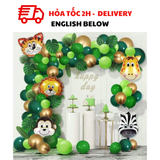 Bộ Bóng Sinh Nhật Rừng Xanh Safari - Green Safari Jungle Balloon Set KAB20