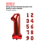 Bóng Số Màu Đỏ Red Number Foil Balloon 40cm BSO03
