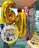 Bong bóng số sinh nhật màu vàng gold big number balloon 100cm bso12