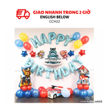 Bộ Bong Bóng Sinh Nhật Chó Cứu Hộ Xanh Đỏ Paw Patrol Blue Red Balloons Set CCH22