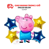 Bộ Bong Bóng Chủ Đề Heo Peppa Màu Xanh Peppa Pig Balloon Set CCH29