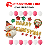Bộ Bóng Giáng Sinh Màu Trắng Đỏ - Christmas White&Red Balloon Set BBNE04