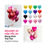 Bóng Hình Trái Tim Nhiều Màu Trang Trí Tiệc - Heart Foil Balloon Multiple Coulours TBGT53
