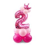 Combo Crown Pink Number Balloons 70cm bse33