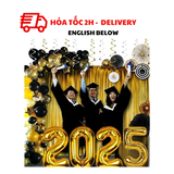 Bộ Bóng Đen Vàng Trang Trí Lễ Tốt Nghiệp - Black and Gold Graduation Balloon Set LTN10