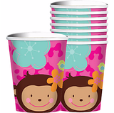 Adorable Monkey paper cups 8/pack