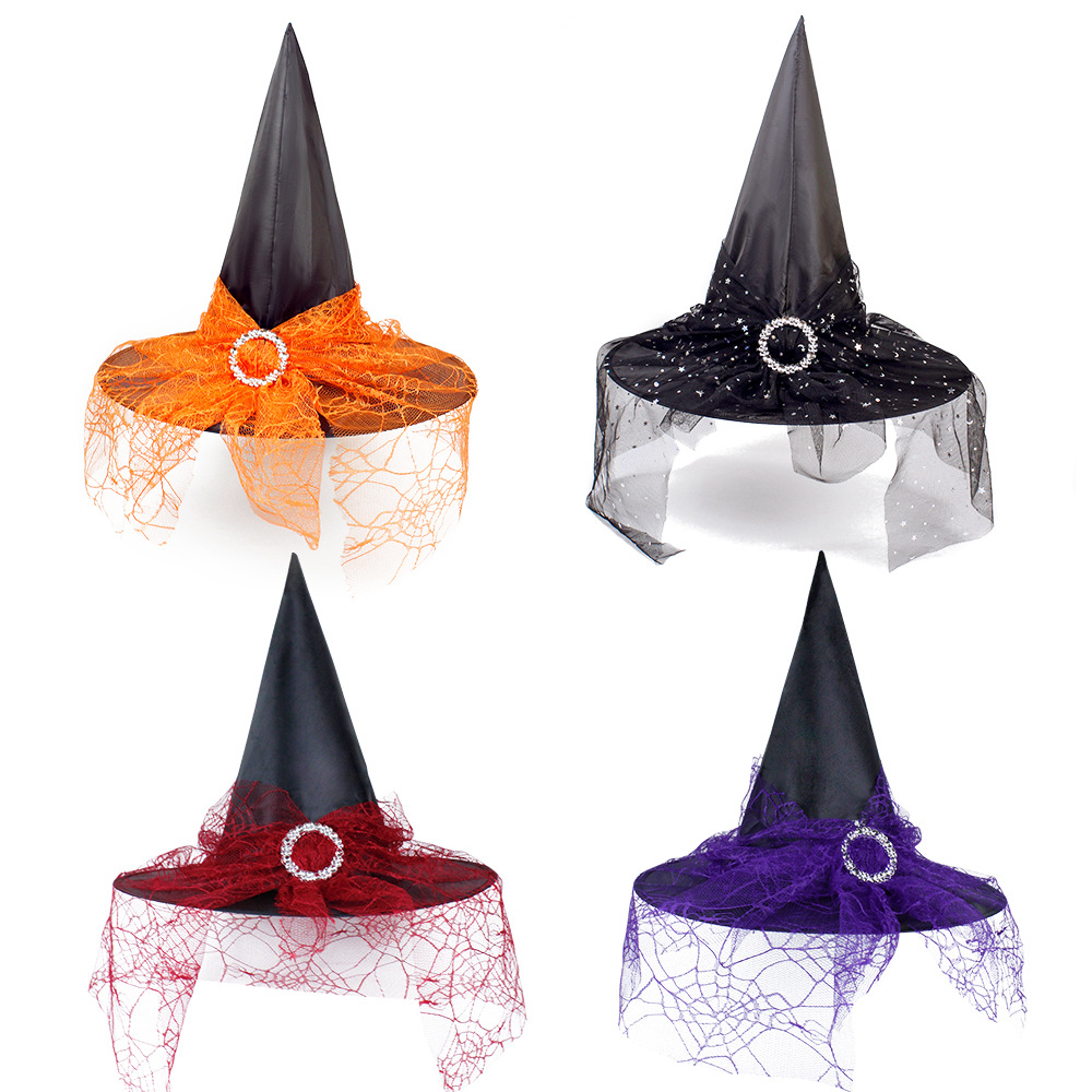 Sombrero de Bruja con Velo - ¡El Toque Final para tu Disfraz de Halloween! - Sombrero de Bruja con Velo