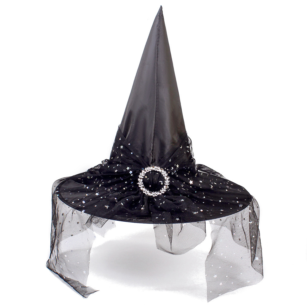 Sombrero de Bruja con Velo - ¡El Toque Final para tu Disfraz de Halloween! - Sombrero de Bruja con Velo