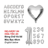 Bong Bóng Chữ Cái, Số Màu Bạc 40cm Trang Trí Ngày Quốc Tế Phụ Nữ, 8/3 - 16