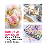 Combo Trứng Phục Sinh, Ổ Rơm Và Vòng Cây Khô Trang Trí Lễ Phục Sinh Nhiều Mẫu - Easter Eggs, Bird Nest Set For Easter Decorations LPS07