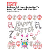 Bộ Bóng Hồng Bạc Lễ Phục Sinh Happy Easter Letter Balloons Set LPS21