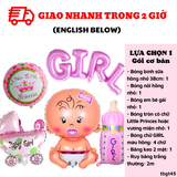 Bộ bong bóng trang trí tiệc thông báo giới tính bé gái màu hồng tbgt45