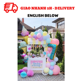 Bộ Bóng Trang Trí Sinh Nhật Hình Kem Ốc Quế - Ice-Cream Birthday Foil Balloon Combo TCD02
