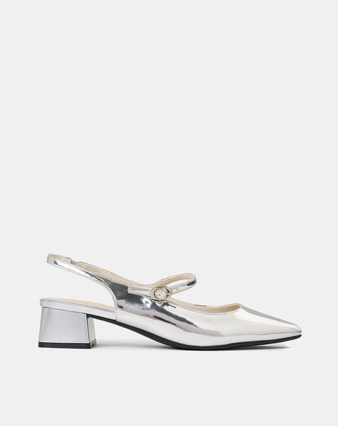 Giày Cao Gót Slingback Gót Vuông Có Khoá