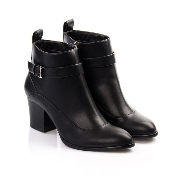 Giày Boot 7cm gót vuông cổ ngắn BO07007