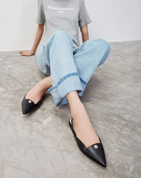  Giày Búp Bê Slingback Bệt Phối Khóa Trang Trí 