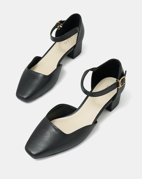  Giày Cao Gót Gót Vuông Mũi Vuông Quai Cổ Chân 