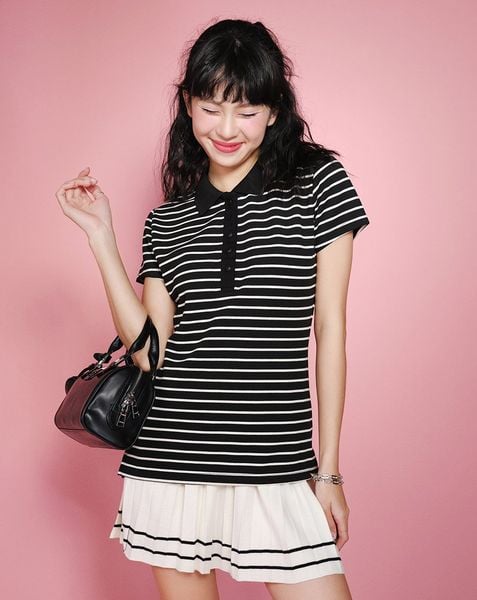 Áo thun polo sọc ngang