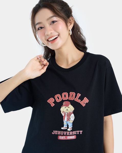 Áo thun form rộng in hình Poodle