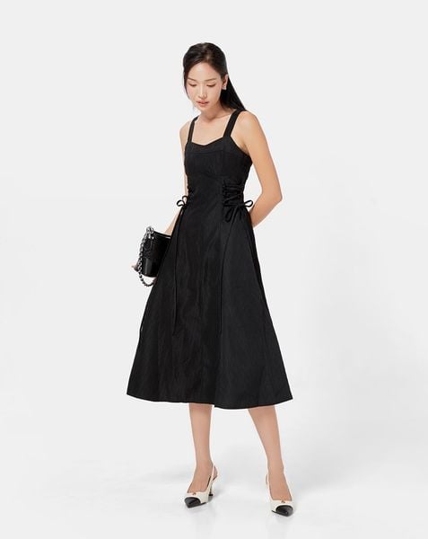 Đầm midi thắt dây eo