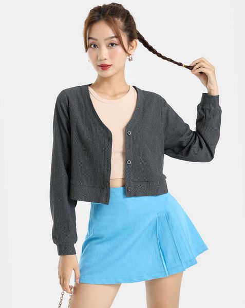 Khoác cardigan tay dài cổ V JNKHC013