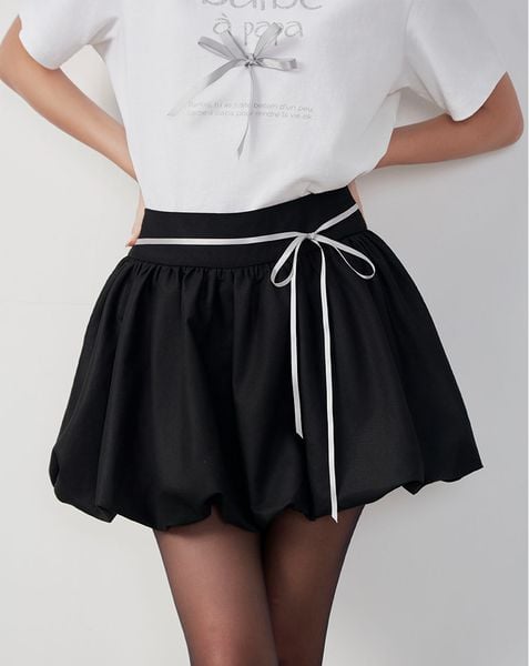  Chân váy ngắn tùng bí thắt nơ 