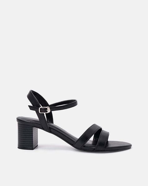 Giày Sandal Gót Vuông Quai Mặt Bất Đối Xứng