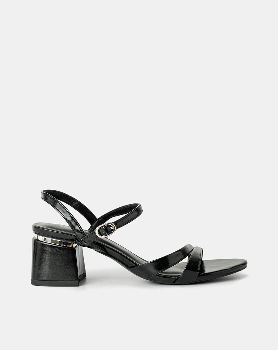 Giày Sandal Hai Quai Gót Phối Kim Loại