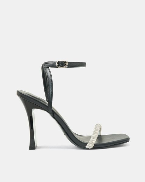 Giày Sandal Gót Thanh Phối Dây Kim Tuyến