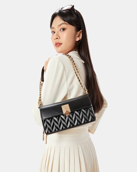  Túi Xách Nhỏ Dáng Chữ Nhật Dập Hoạ Tiết Trang Trí 