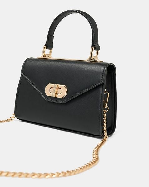  Túi Xách Nhỏ Top Handle Phối Khoá Trang Trí 