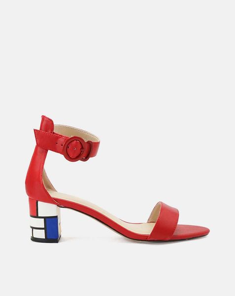 Giày sandal hoạ tiết Mondrian