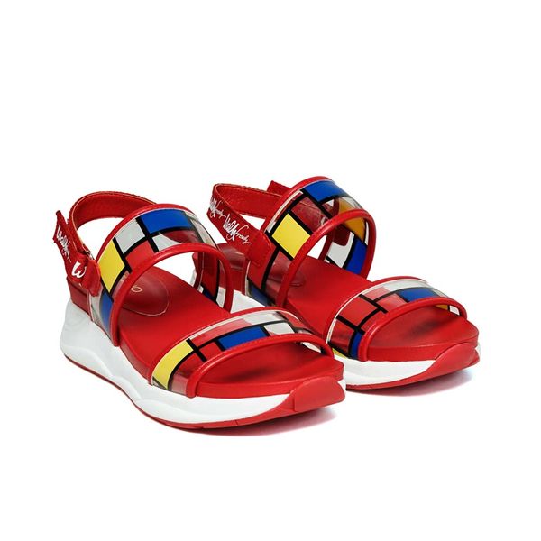 Giày sandal đế thể thao hoạ tiết Mondrian