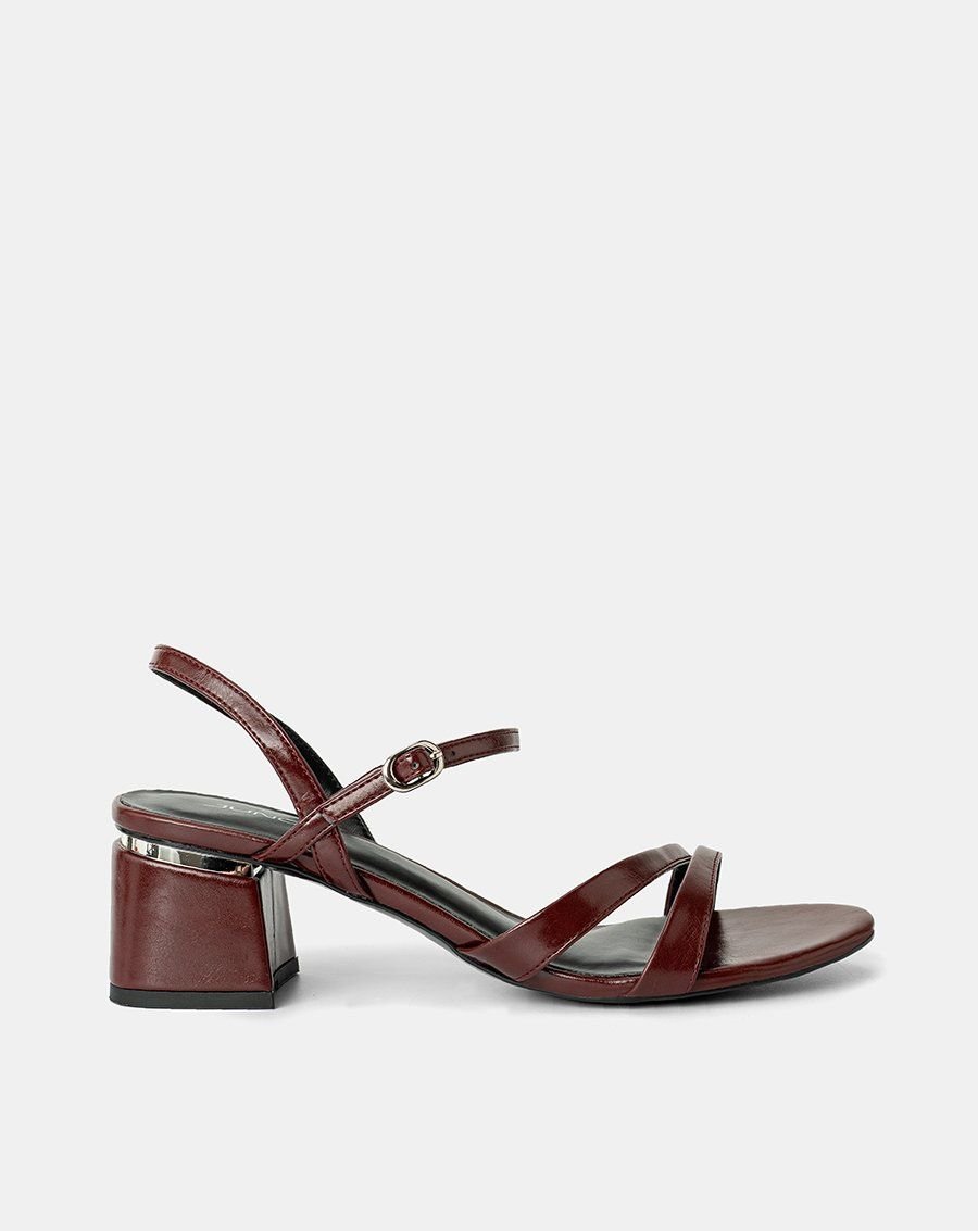 Giày Sandal Hai Quai Gót Phối Kim Loại